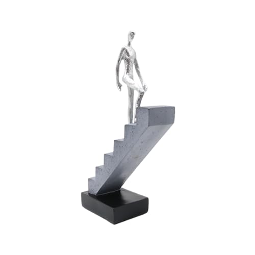 Figura decorativa plateada escalando de resina miniatura 6