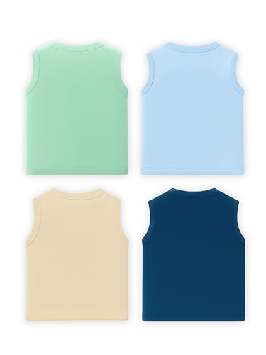 Image of Kidbee Baby Cotton Sleeveless Front Open Jabla - Pack of 4 | Soft V-Neck Button Tops for Newborn & Infant