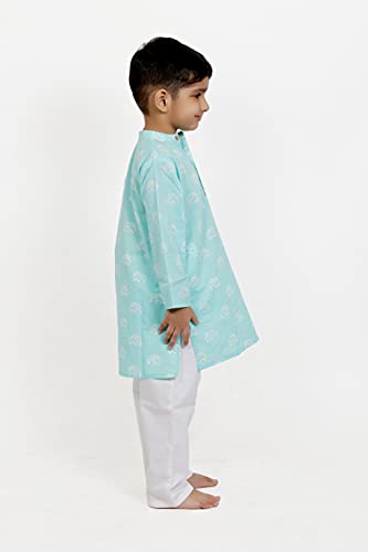 Image of Baby Boys Ethnic Wear | Handloom Cotton Kurta Pajama Set for Festivals | Comfortable & Stylish Traditional Kids Kurta Pyjama Set