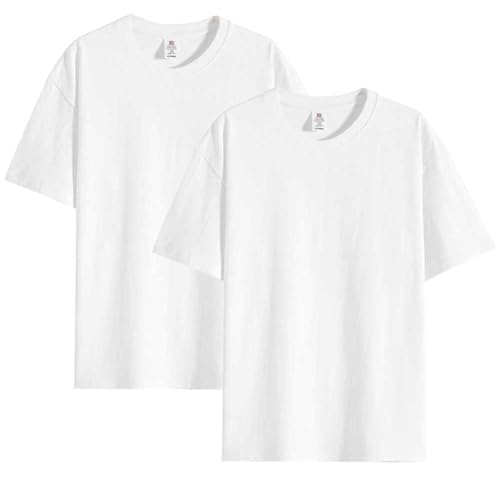 Catálogo para Comprar On-line Playeras Blancas los mejores 10. 43 Genérico Set de 2 Camisetas de Algodón 230G para Hombre y Mujer, Playeras Hombre Básicas de Manga Corta, Cuello Redondo para Uso Diario y Casual (MX/US, Alfa, Grande, Regular,...