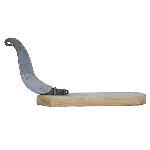 CRM TRADERS® Folding Non folding Iron Blade Vegetable Fruit Cutter Vili Boti Aruvamanai Kathipeeta Wooden Board Perfect for Your Kitchen ((Small NON Folding))