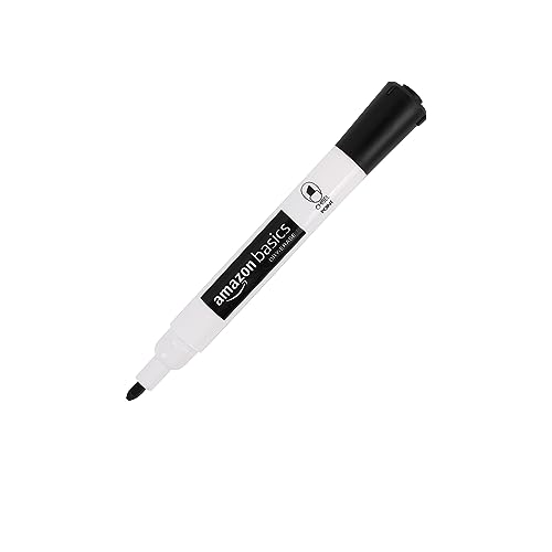 Image of Amazon Basics Lowe-Odor Dry Erase Whiteboard Markers, Chisel Tip, Quick-Dry, Black, 12-Pack