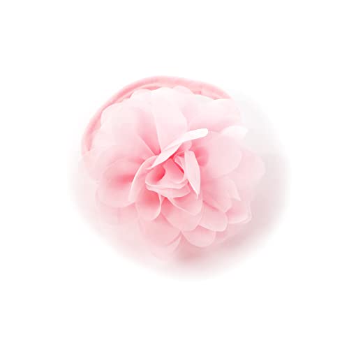 My Lello Baby Girl Rounded Petal Chiffon Flower Nylon Elastic Headbands Set 2pcs - Large - Lt. Pink/Lt. Lavender3