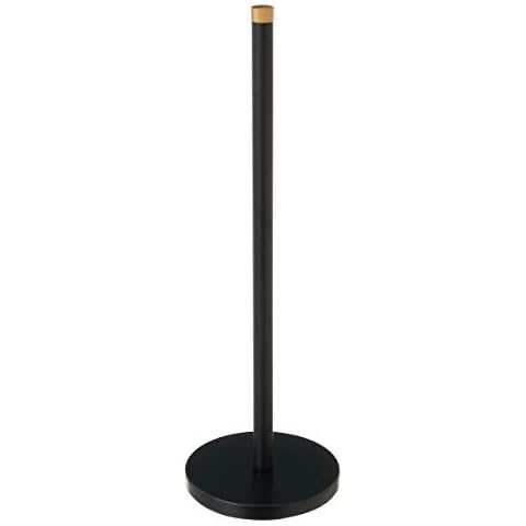 LOLAhome Toilet Roll Holder Black and Natural Metal and Bamboo Diameter 15 x 46 cm Cover