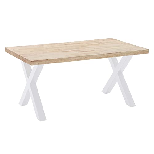 X-Loft, Mesa De Comedor, Mesa De Salon, Acabado En Roble Salvaje Y Patas Metalicas Blanco, Medidas: 160 Cm Largo X 90 Cm Ancho X 76 Cm Alto X-Loft, Mesa De Comedor, Mesa De Salon, Acabado En Roble Salvaje Y Patas Metalicas Blanco, Medidas: 160 Cm Largo X 90 Cm Ancho X 76 Cm Alto