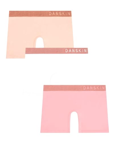 Danskin Girls 3-Pack Seamless Boyshort Underwear with Lurex Logo Band