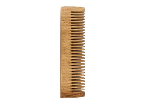 Image of Santosa Kacchi Neem Wooden Comb, Soaked in 14 Herbs & Neem, Coconut and Sesame Oils, for Hair Growth, Detangling, Frizz Control, Hair Shine, Hairfall and Dandruff, All Hair Types (Pocket)