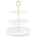 Présentoir à gâteau rond en céramique blanche avec accessoires, Céramique avec raccords chromés, Porcelaine blanche., 3 Tier Stand - Gold