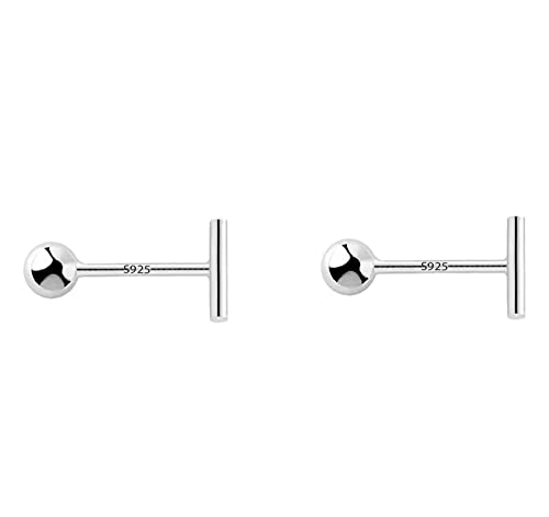 20g Tiny Bar Earrings for Women Girls 925 Sterling Silver Hypoallergenic Minimalist Round Small Ball Stud Cartilage Tragus Barbell Screw Back Earring Simple Polished Jewelry Dainty Gifts 4/6/8mm