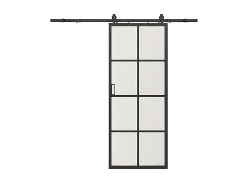 Vente-unique - Porte coulissante avec systéme en applique - aluminium et verre trempé - H205 x L83 cm - WILDEN II