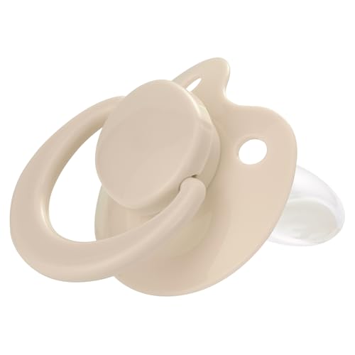 Image of Adult Sized Pacifier Bigshield : Replacement Silicone Paci Big Teat for Anxiety Release - Orthodontic Binky Taken Apart and Re-Assembled Ivory