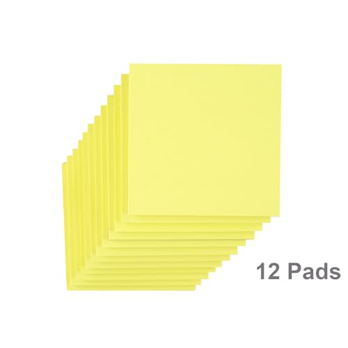 (12 Pads) Sticky Notes 3x3 in Yellow, Strong Adhesive, Clean Removal, Recyclable, Self-Stick Pads, Easy to Post for Home, Office, Notebook - Image 3
