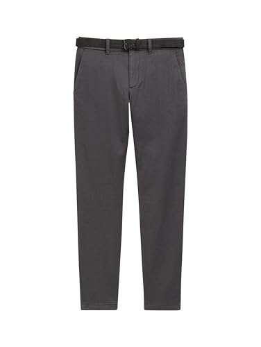 TOM TAILOR Herren Slim Fit Chino Hose aus Stretch Piqué mit Gürtel, 36160 - Grey Black Zig Zag Structure, 36/34 – Ansicht 5
