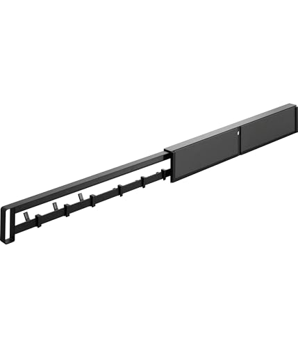 山崎実業(Yamazaki) マグネット 冷蔵庫横 隠せる スライド フック ブラック 本体:W2.5×D45〜83×H6.4cm タワー tower 隠す収納 吊り下げ収納 ツールフック フックバー 1862