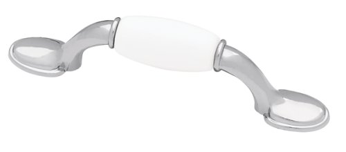 BrainerdP50011V-CHW-C7 3-Inch Ceramic Insert Spoon FootCabinet Hardware Handle Pull by Brainerd