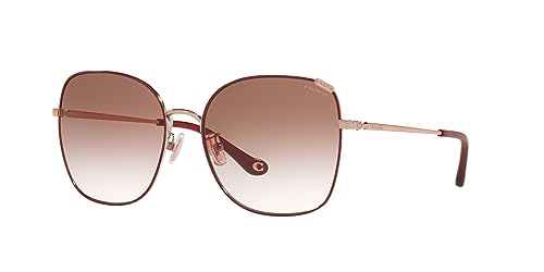 Coach HC7133 Sunglasses, Shiny Rose Gold/Burgundy/Burgundy Gradient, 57 mm2