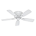 Hunter Fan 42in White Finish Low Profile Ceiling Fan with 5 White Blades (Renewed)
