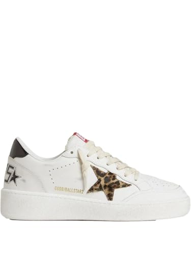 Golden Goose Women's Ball Star Leather Sneakers, White/Beige Brown...
