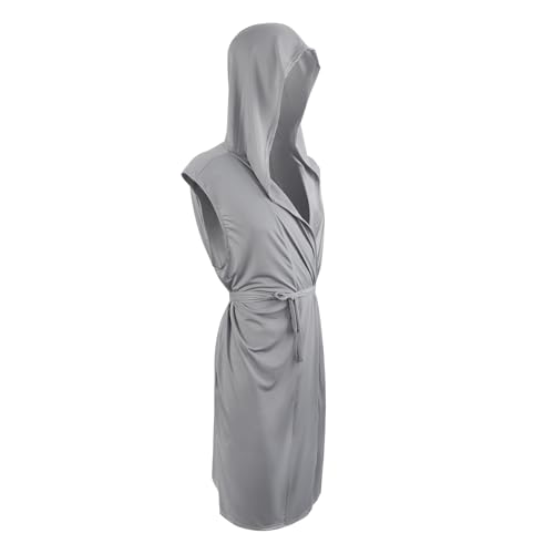 PURFUN Mens Sexy Hooded Sleeveless Robe Bathrobe Summer Shower Spa Beach Body Cover Up Sleepwear Lingerie Housecoat Nightgown4