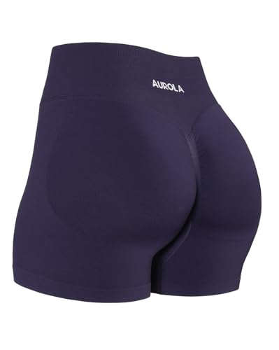 Image of AUROLA Influence Workout Shorts for Women,2.5 3.5 4.5 5.5 6.5 No Roll Up Squat Proof Scrunch Seamless Compression Gym Short