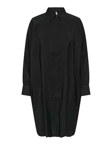 ONLY Damen Onlmila Life L/S Oversize Shirtdress Ptm Kleid, Black, Small