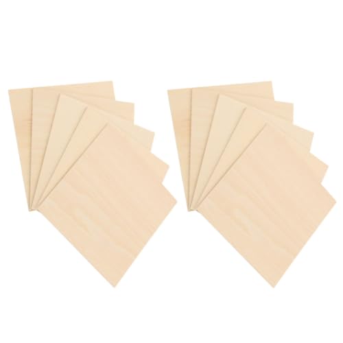 FOMIYES 10 Piezas de Láminas de Madera Clara sin Tratar para Manualidades Tablas de Madera Natural de 150X150X2 MM Superficie Lisa para Pintura y Bricolaje Adecuado para Proyectos