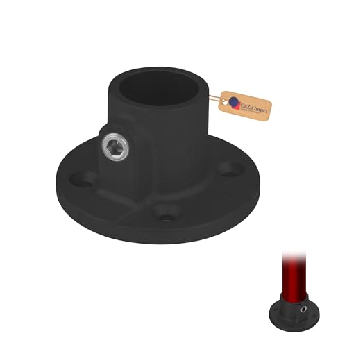 GeZu Impex Bride De Base Ø27mm Galvanisé à Chaud Revêtement En Poudre Noir Bride fixation de Garde Corps Raccord de Rampe