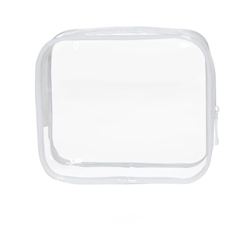 Bolsa de Higiene Pessoal Transparente, Bolsa Cosmética Transparente Portátil com Alça, Bolsa de Mão de Aviação de Aeroporto, Unissex PVC, Preto (G)