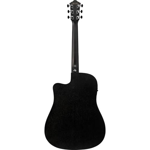 Image of Ibanez Dreadnought Acoustic-Electric Guitar, Weathered Black Open Pore, Cutaway Body, Built-in Electronics V44CE-WK