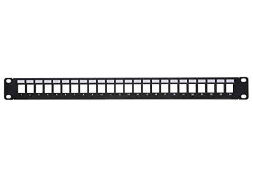 image for Monoprice 24-Port Blank Keystone Shielded Network Patch Panel, 1U, UL 