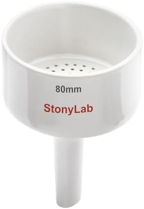 StonyLab Porcelain Buchner Funnel 80mm, Porcelain Buchner Filter Funnel OD 8cm ID 7.4cm for Laboratory