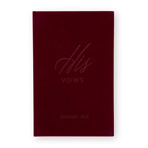 Weddingstar Custom Velvet Wedding Vow Pocket Notebook - His Wedding Vows Dark Red