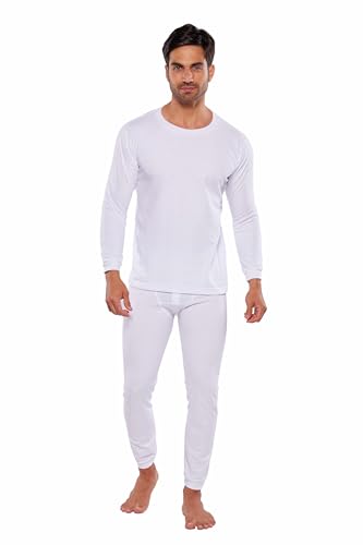Consejos para Comprar Deportes Caballero favoritos de las personas. 47 Alfani - Conjunto Termico Playera Manga Larga y Pantalon para Caballero, 100% Algodon Termico Blanco Mediano