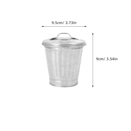 Image of Zerodeko 2Pcs Mini Metal Trash Can with Lid, Small Metal Trash Can, Multipurpose Desktop Wastebasket Flower Pots for Indoor Plants Kitchen Office Storage