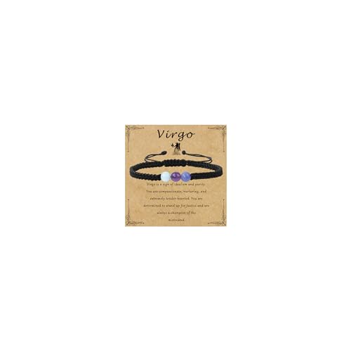 GolbalJew Virgo Zodiac Bracelets for Women Healing Crystal Stone Beads Bracelet Birthday Zodiac Gifts Horoscope Spiritual Bracelet