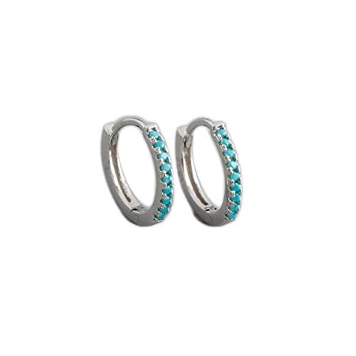 Boucles d'oreilles créoles bleu turquoise en véritable pierre pour femme