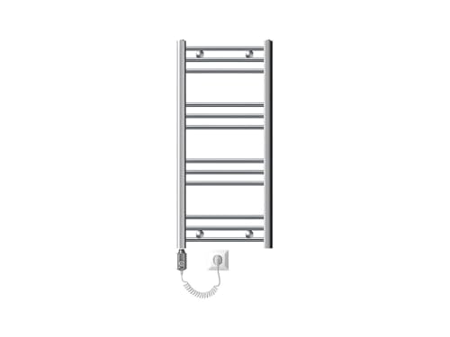 ECD Germany Radiateur Porte Serviettes Mural Radiateur Sèche-Serviettes coudé 400 x 800 mm Chrome électrique 600W