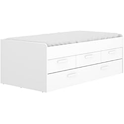 Cama Compacta Con Somier DEKIT GRUPO RIMOBEL LEKA Nido, Melamina, Blanco, Cama Individual