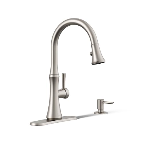 Kohler R28706-SD-VS Kaori Single Handle Kitchen Faucet with Pull Down Sprayer and Soap Dispenser,...