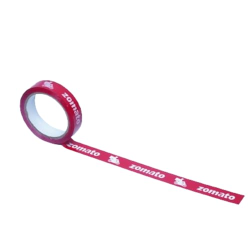 Image of Zomato Food Packing Tape | Pack of 12 | Strong Adhesive Red Color 24 mm 1 Inch x 65 Meter For Food Delivery Takeaway Boxes And Ecommerce Packing
