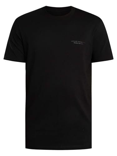 Armani Exchange Short Sleeve Side Milano-New York Logo Lettering Camiseta, Negro, S Hombres