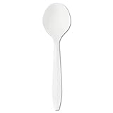 Boardwalk SOUPSPOON Mediumweight Polypropylene Cutlery, Soup Spoon, White (Case of 1000)