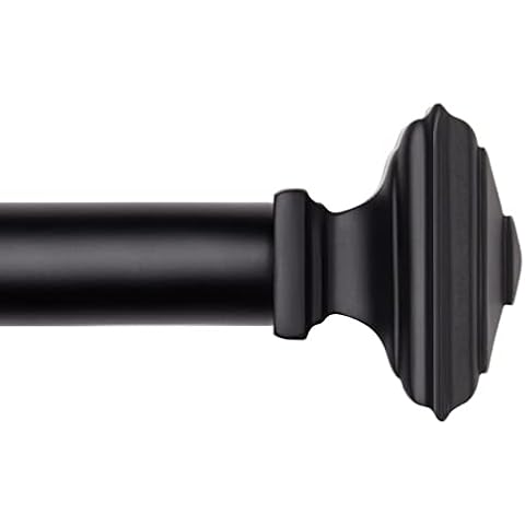 Black Curtain Rod -EUPLAR 1 Inch Telescoping Splicing Curtain Rods for Windows 32 to 88 Inch, Adjustable Curtain Rod for Bedroom, Living Room, Kitchen, Decorative Square Finials Cover