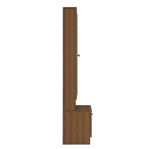 Image of DesignFit Engineered Wood Dressing Table with Mirror and Storage,Vanity Table with Closed and Open Storage for Bedroom, Home & Living Room (Walnut)