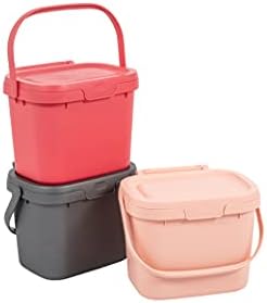 Addis 518252 Everyday Kitchen Food Waste Compost Caddy Bin, 4.5 Litre, White/Metallic Sliver, Silver, 4.5ltr