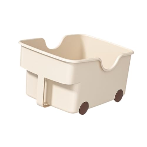 PETSOLA Contenedor de Almacenamiento con Ruedas Organizador Caja para Cocina Baño Oficina PP con Tapa Y Cesta Adecuado para Dormitorio Armario Hogar