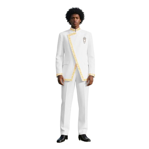 Men's 2 Pieces Suit Elegant Solid Slim Fit Brooch Party Long Blazer and Pants 2 Piece Set4