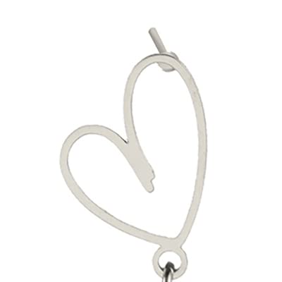 Hollow Asymmetrical Love Earrings Heart Ring Love Layered Earrings Stainless Steel Earrings Cute Girl Jewellery Gift For Girlfriend Women (Silver) #TOP4