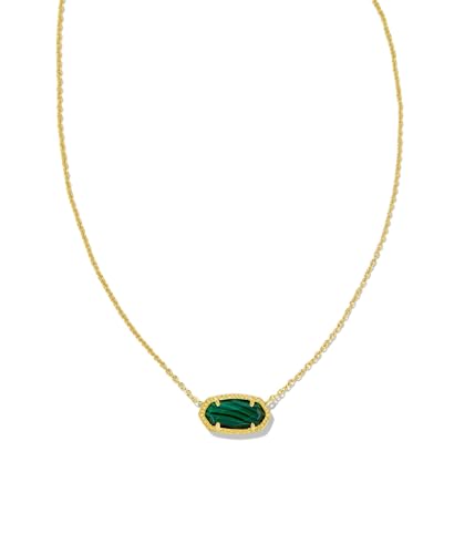 Image of Kendra Scott Women's Elisa Statement Silver Pendant Necklace Gold Green Malachite One Size