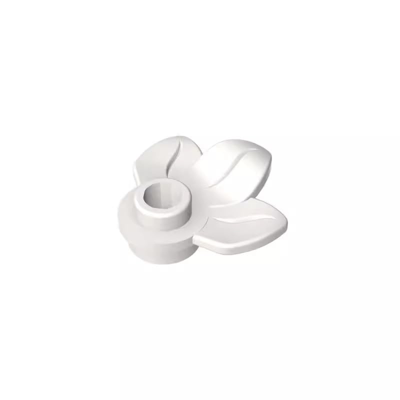 32607 Ornaments Plant, Plate 1x1 Round with 3 Leaves 50 Pieces GDS-1576 Compatible with Lego Building Blocks Color:White โ image 1